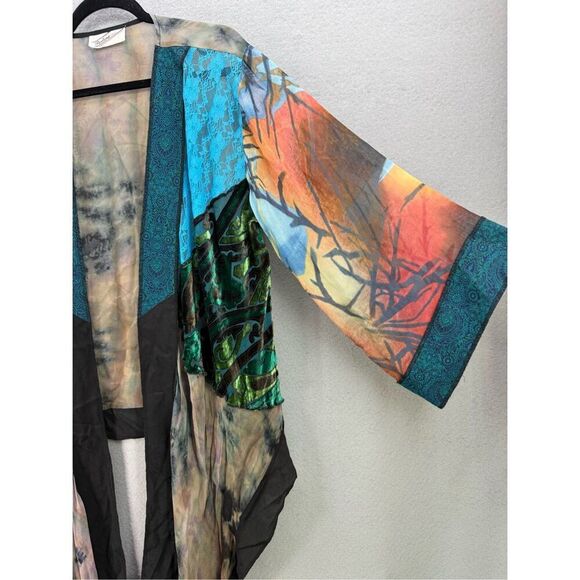Sterling Styles Womens Multicolor Semi-sheer Artsilk‎ Kimono Cardigan One Size - Picture 3 of 11